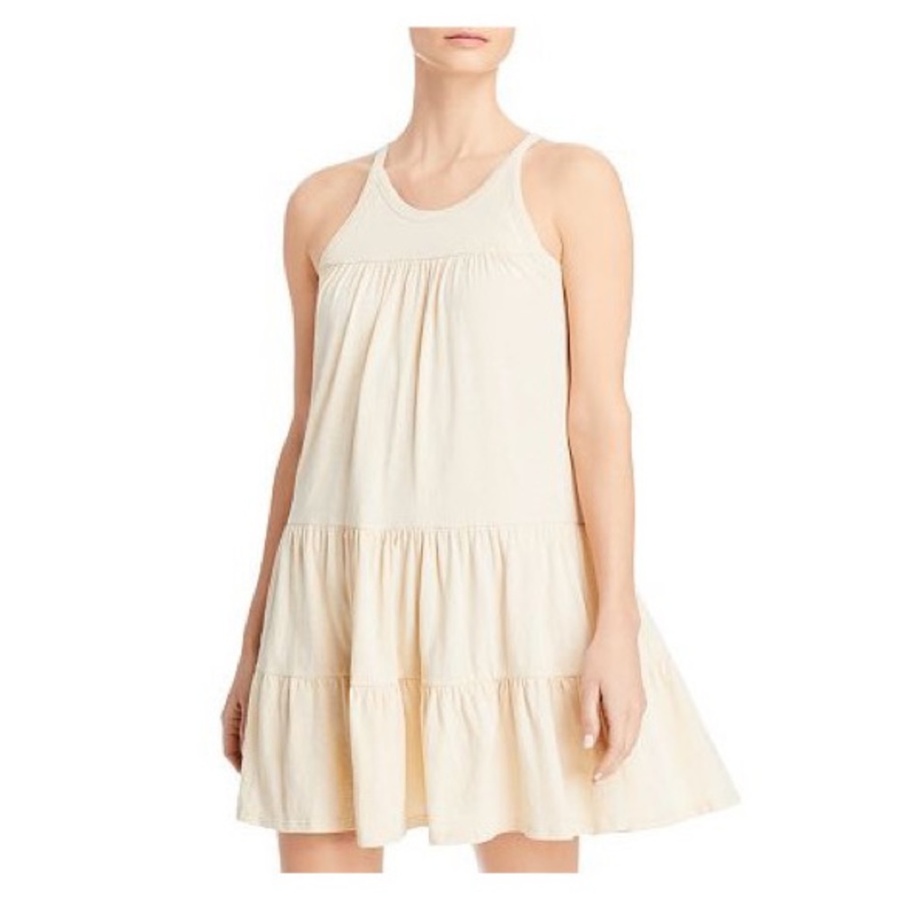 💖 Anthropologie Sundry Tiered Mini Dress Cream/Ivory Size 3/Large New 💖